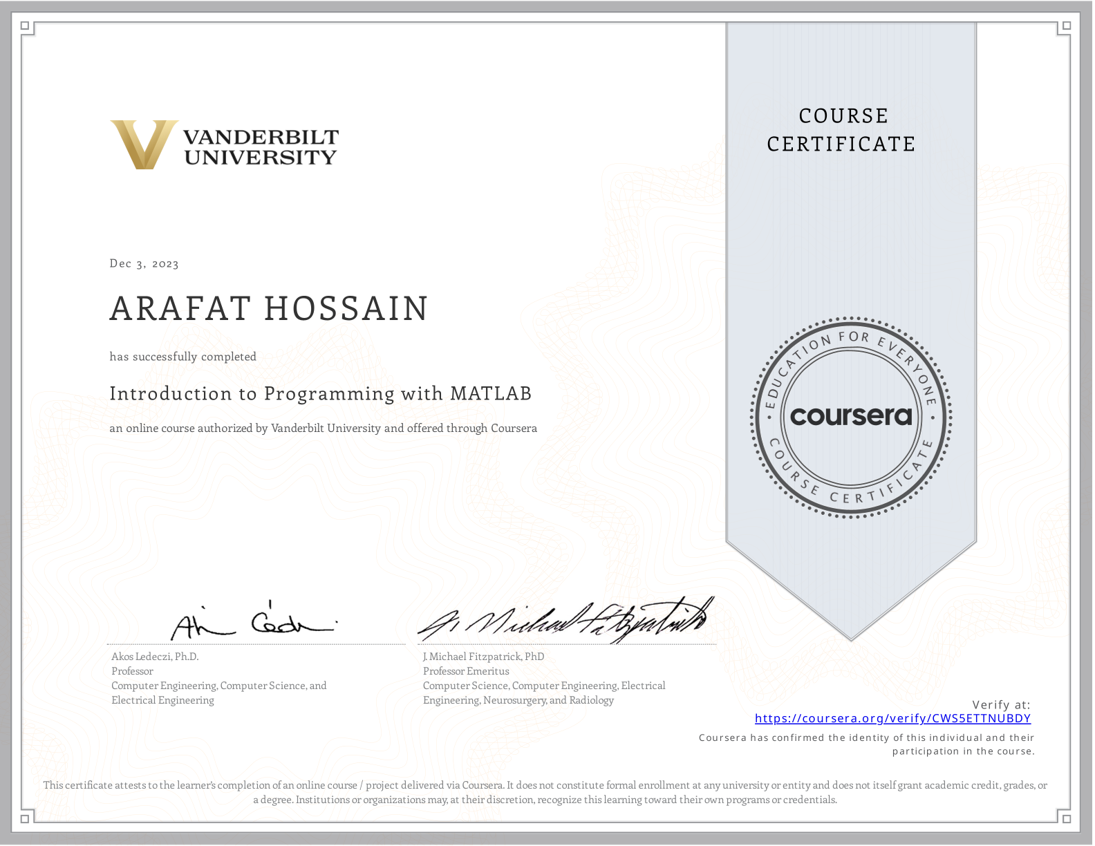 Arduino Certificate